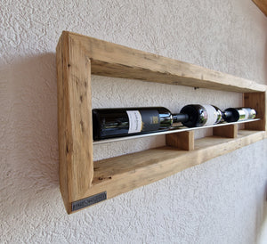 Weinregal Altholz Regal Wandregal 3er  Loftregal upcycling nachhaltig Flaschenregal