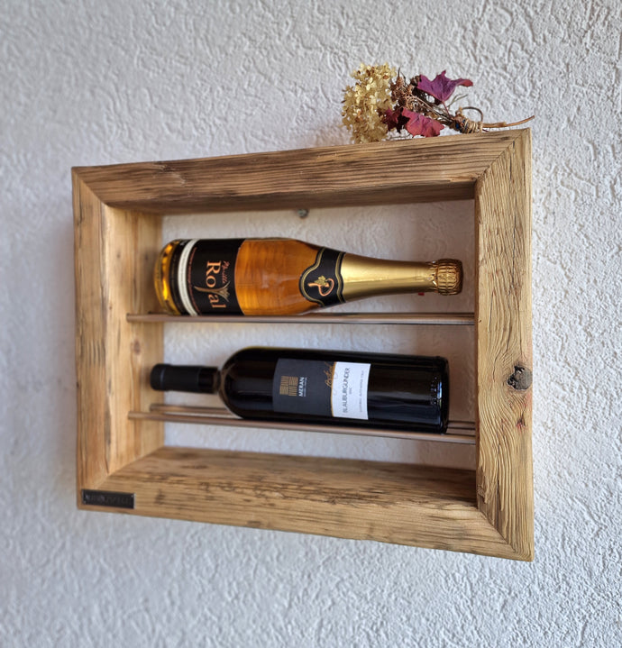 Weinregal Altholz Regal Wandregal 2 er Loftregal upcycling nachhaltig Flaschenregal