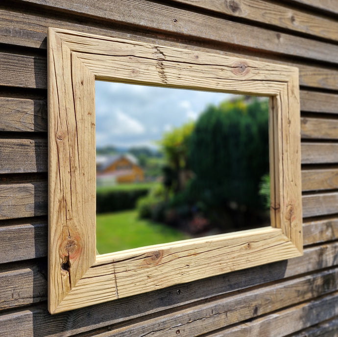 Altholz Spiegel Loftspiegel massiv B1591 aus Gerüstbohlen Loft upcycling nachhaltig