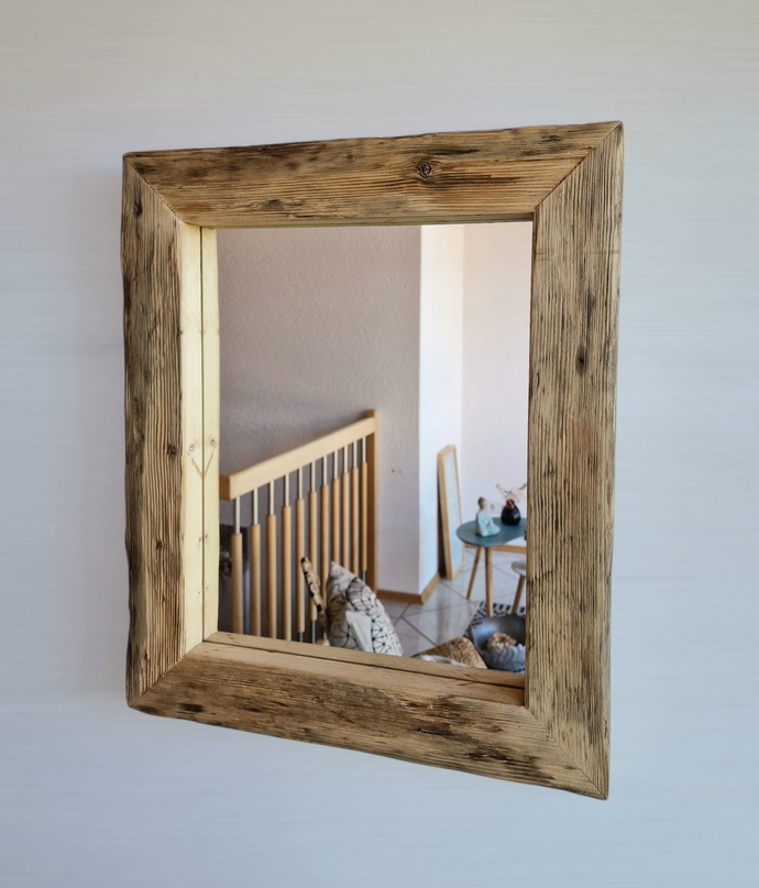 Altholz Spiegel Loftspiegel massiv S2165 aus Gerüstbohlen Loft upcycling nachhaltig8