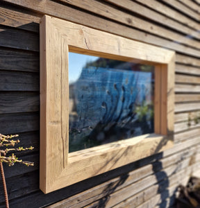 Altholz Spiegel S2083 antik Wandspiegel upcycling nachhaltig Handarbeit Badspiegel Toilettenspiegel optik Alteiche