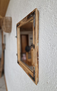 Altholz Spiegel  52 x 56 Antiko S2173 Fensterspiegel 1845 Spiegelfenster Badspiegel