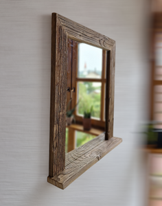 Spiegel alte Bretter S2183  Badspiegel mit Ablage sonnenverbrannt Altholz Holzspiegel