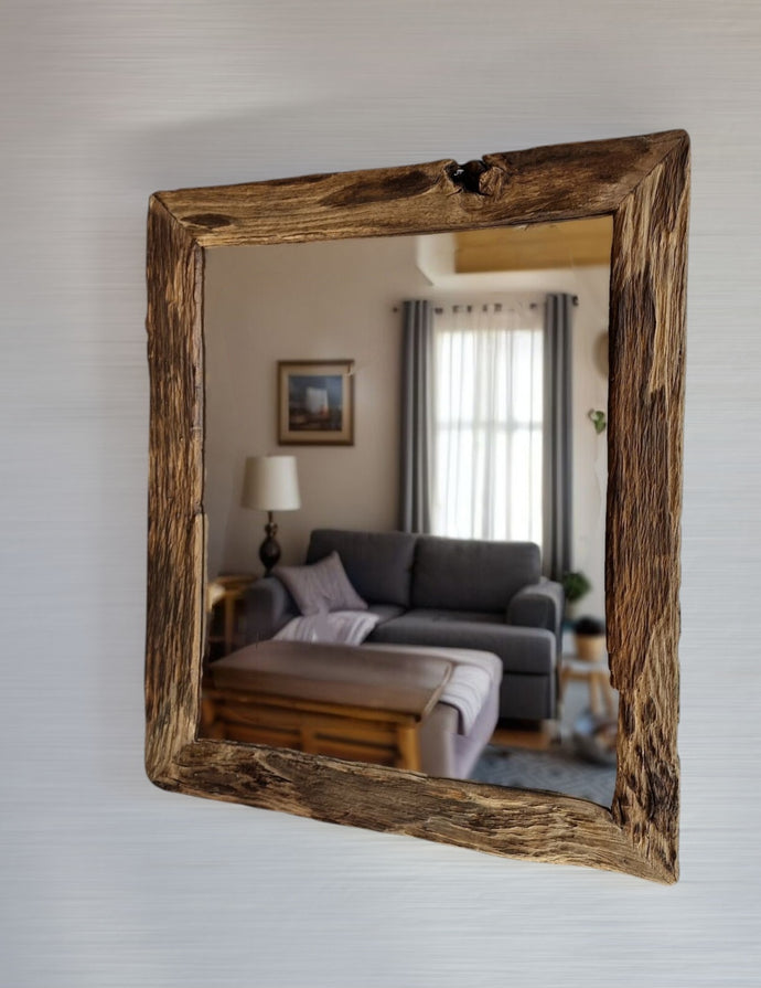 Altholz Spiegel S2129 antik Wandspiegel Alteiche 50 x 60 Badspiegel Altholzspiegel