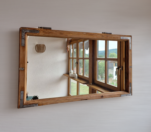 Altholz Spiegel Antiko S2151 Fensterspiegel 1845 Spiegelfenster Badspiegel
