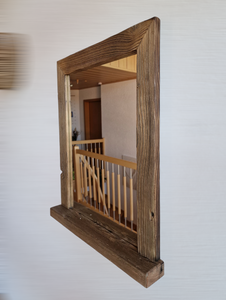 Spiegel alte Bretter S2188  Badspiegel mit Ablage sonnenverbrannt Altholz Holzspiegel Wandspiegel