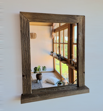 Spiegel alte Bretter S2188  Badspiegel mit Ablage sonnenverbrannt Altholz Holzspiegel Wandspiegel