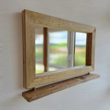 Spiegel aus Altholz mit Ablage |S2347 Wandspiegel Industrial | Handmade Spiegel aus Gerüstbohlen | Rustikales Unikat