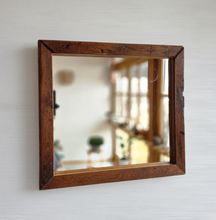 Altholz Spiegel S2229 Schminkspiegel 48 x 51  Badspiegel aus alter Kirchenbank von ca. 1750 Alteiche