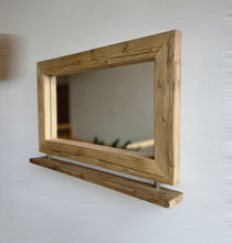 Spiegel aus Altholz mit Ablage |S2270 Wandspiegel Industrial | Handmade Spiegel aus Gerüstbohlen | Rustikales Unikat