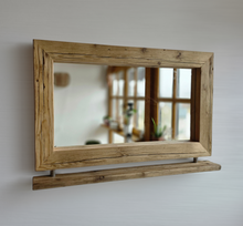 Spiegel aus Altholz mit Ablage |S2270 Wandspiegel Industrial | Handmade Spiegel aus Gerüstbohlen | Rustikales Unikat