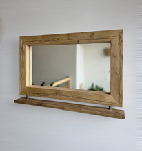 Spiegel aus Altholz mit Ablage |S2270 Wandspiegel Industrial | Handmade Spiegel aus Gerüstbohlen | Rustikales Unikat