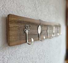 Garderobe Garderobenbrett Altholz alte Bretter 5 Haken aus Silberbesteck