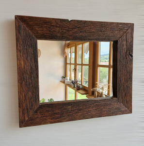 Altholz Spiegel alteiche  S2182 Arber  Bayerischen Wald unikat upcycling nachhaltig Wandspiegel Badspiegel WC geölt