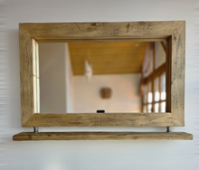 Spiegel aus Altholz mit Ablage |S2240 Wandspiegel Industrial | Handmade Spiegel aus Gerüstbohlen | Rustikales Unikat