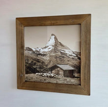 Altholz Bilderrahmen 40x40 cm rustikal, sonnenverbranntes Scheunenholz handgefertigt mit Glas, Vintage Fotorahmen Holz Unikat, Wanddeko B2530