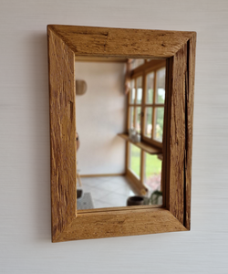 Altholz Spiegel  S2115 Alter Balken einer alten Bauernstube upcycling nachhaltig Badspiegel