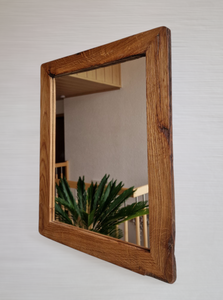 Altholz Spiegel 52x45 alteiche  S2191 Arber  Bayerischen Wald unikat upcycling nachhaltig Badspiegel Holzspiegel Wandspiegel Toilettenspiegel