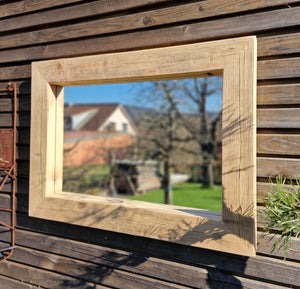 Altholz Spiegel S2083 antik Wandspiegel upcycling nachhaltig Handarbeit Badspiegel Toilettenspiegel optik Alteiche