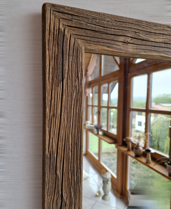 Spiegel alte Bretter S2183  Badspiegel mit Ablage sonnenverbrannt Altholz Holzspiegel