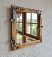 Altholz Spiegel  52 x 56 Antiko S2173 Fensterspiegel 1845 Spiegelfenster Badspiegel