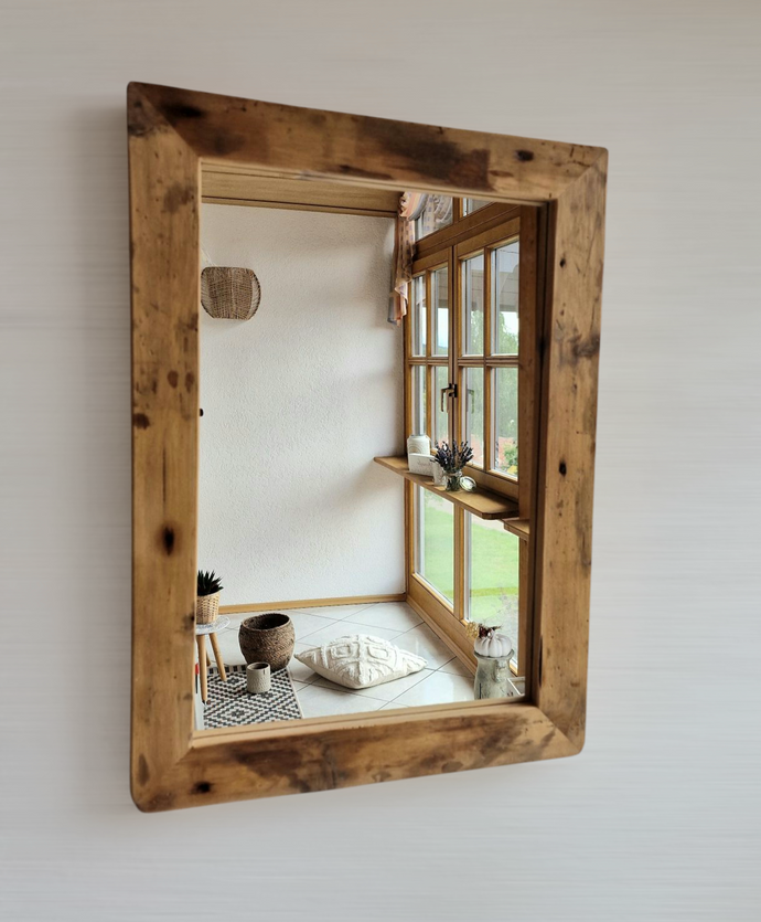 Altholz Spiegel  S2159 Alter Boden einer alten Bauernstube upcycling nachhaltigü