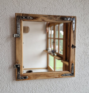 Altholz Spiegel  52 x 56 Antiko S2173 Fensterspiegel 1845 Spiegelfenster Badspiegel