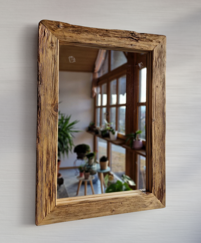Altholz Spiegel Loftspiegel massiv S2051 aus Gerüstbohlen Loft upcycling nachhaltig