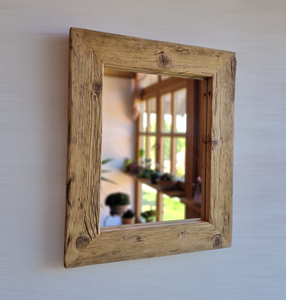 Altholz Spiegel S2102 antik Wandspiegel upcycling nachhaltig Handarbeit Badspiegel Toilettenspiegel optik Alteiche
